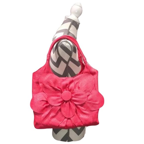 Avon Fuchsia Pink Large Flower Handbag - Picture 1 of 14
